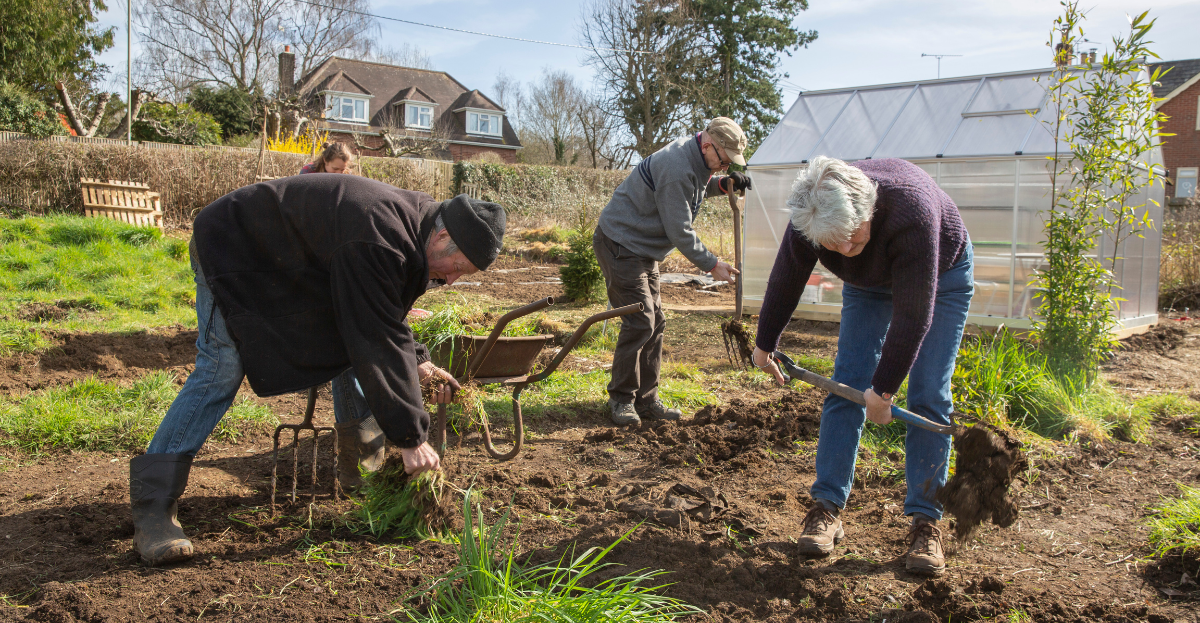 Three Friends Gardening